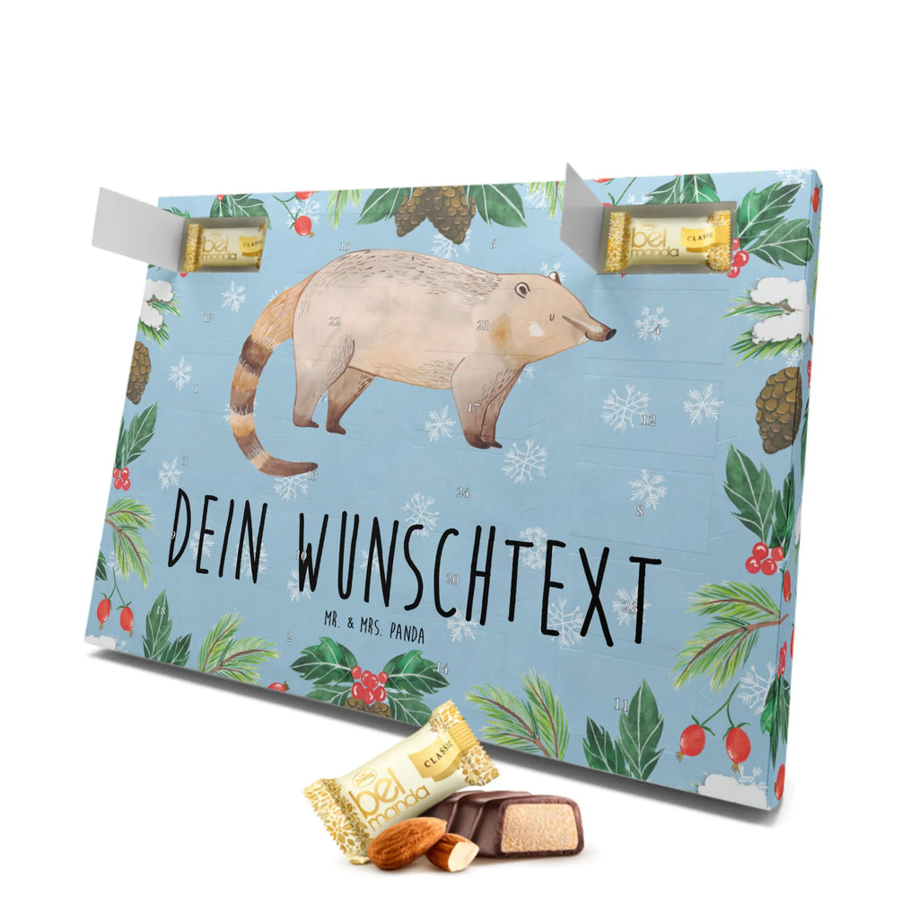 Personalisierter Marzipan Adventskalender Nasenbär Personalisierter Marzipan Adventskalender, Tiermotive, Gute Laune, lustige Sprüche, Tiere, Nasenbär, Rüsselbär, Nasenbären, Bär