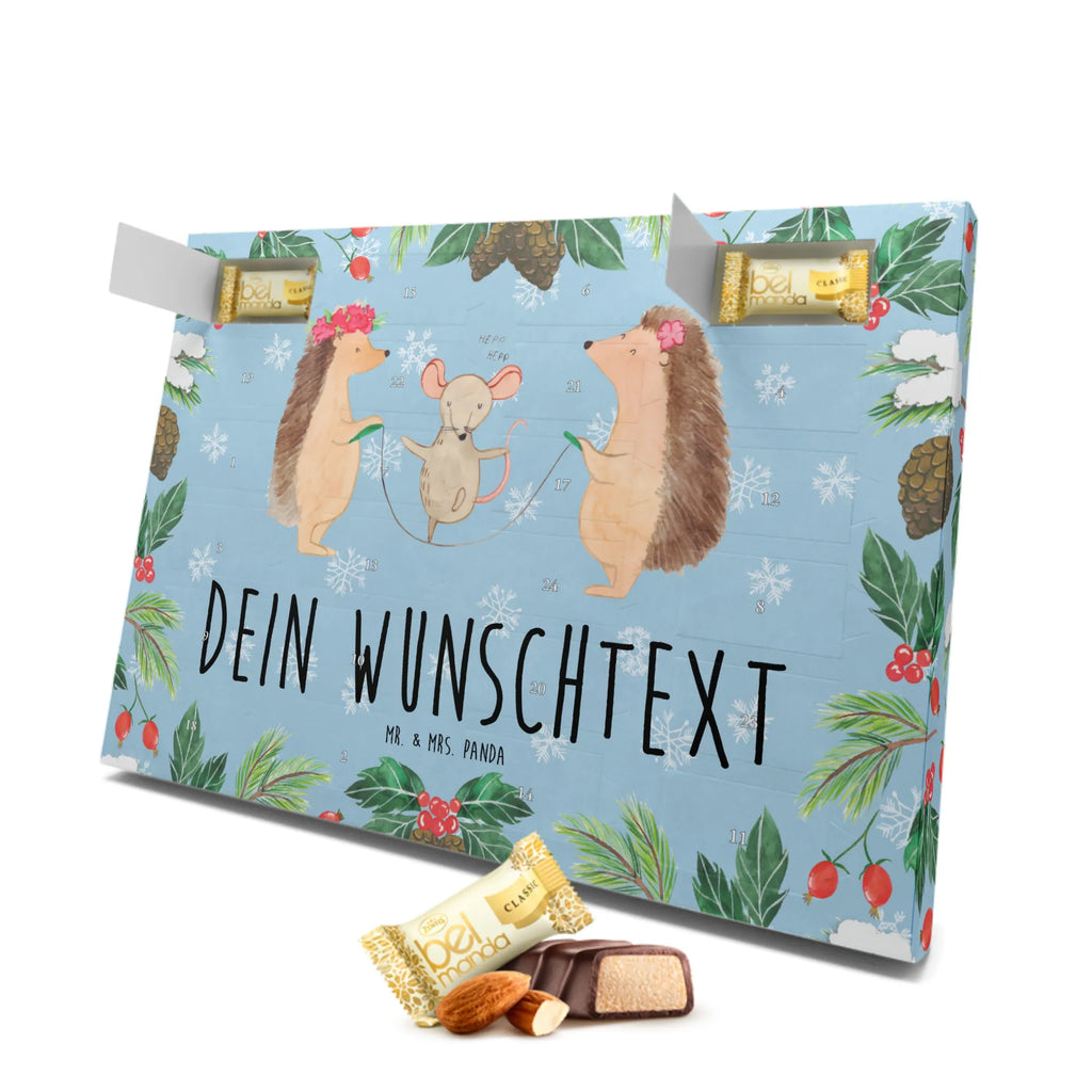Personalisierter Marzipan Adventskalender Igel Seilhüpfen Personalisierter Marzipan Adventskalender, Tiermotive, Gute Laune, lustige Sprüche, Tiere, Kinder, Maus, Kindergarten, Seilspringen, Igel, Seilhüpfen