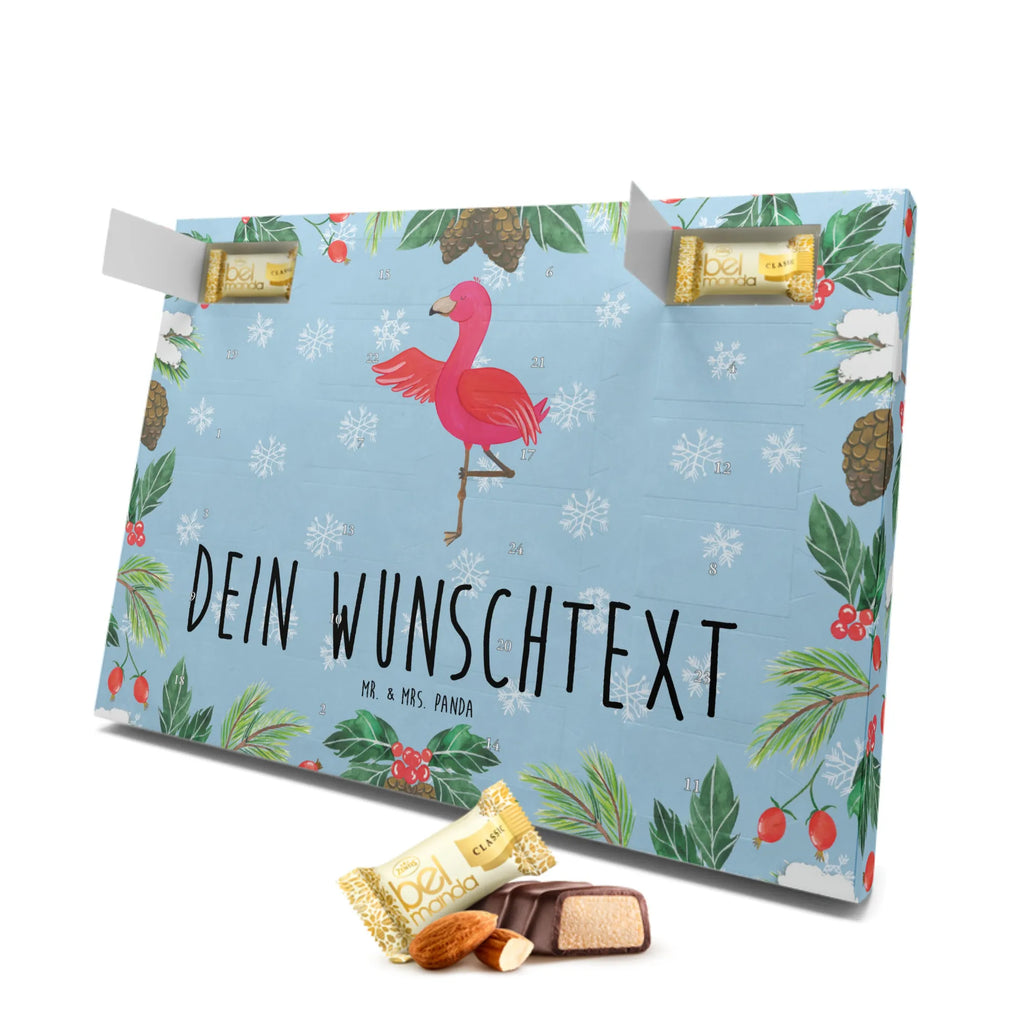 Personalisierter Marzipan Adventskalender Flamingo Yoga Personalisierter Marzipan Adventskalender, Flamingo, Yoga, Vogel, Tiefenentspannung, Yoga-Übung, Achtsamkeit, Namaste, Ärger, Aufregen, Entspannung
