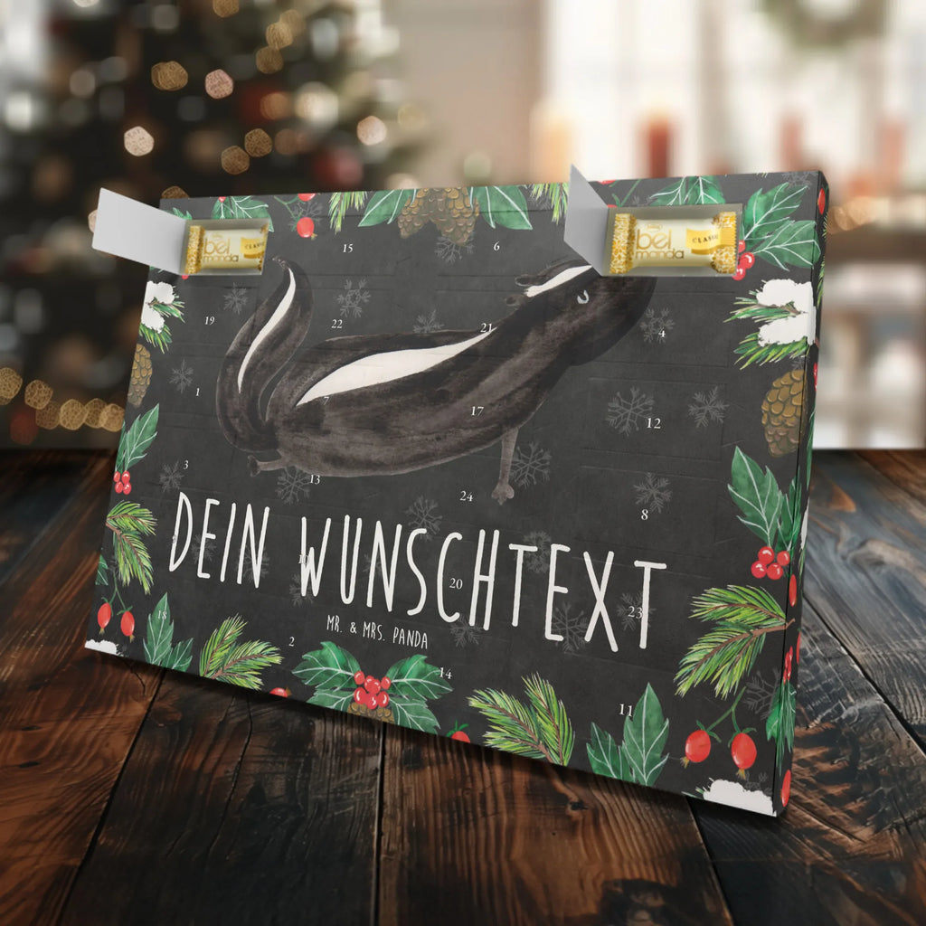 Personalisierter Marzipan Adventskalender Stinktier Yoga Personalisierter Marzipan Adventskalender, Stinktier, Skunk, Yoga, Stinki, Liebe, Lebe, Raubtier, Wildtier, Namaste, Lache, Stinker