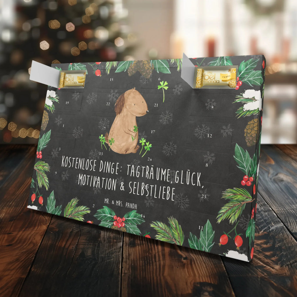 Marzipan Adventskalender Hund Kleeblatt Marzipan Adventskalender, Hund, Hundemotiv, Haustier, Hunderasse, Tierliebhaber, Hundebesitzer, Sprüche, Motivation, Neuanfang, Glück, Achtsamkeit, Geschenk, Kleeblatt, Glücksbringer, Tagträume, Selbstliebe