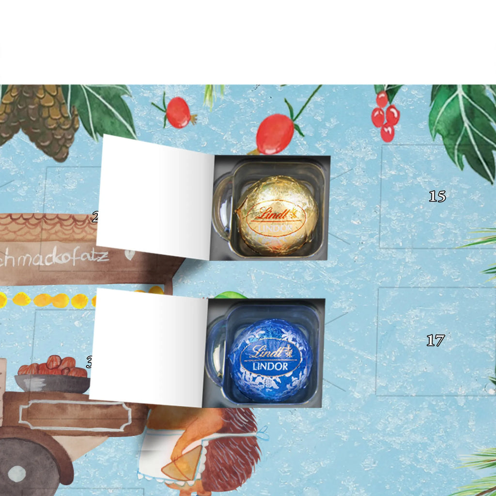 Chocolate advent calendar hedgehog Chestnuts Christmas time, snow