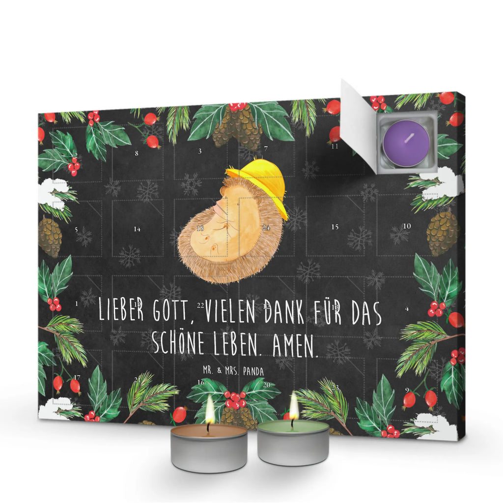 Scented candle advent calendar Hedgehog Pray card, gift ideas, gifts, animal lover, special gifts, cute animal motives, hand drawn, small animals, good mood, cute, funny sayings, pray, sun hat, be grateful, God, gratitude, hedgehog with hat, enjoy