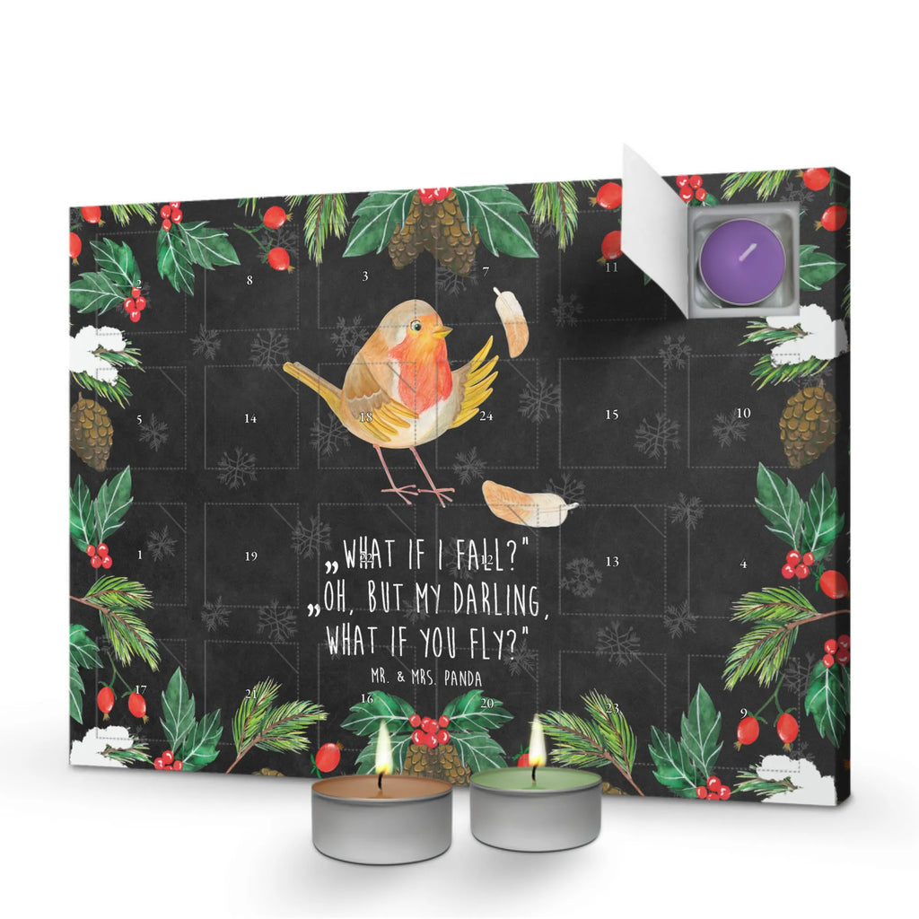 Scented candle advent calendar robin feathers card, gift ideas, gifts, animal lover, special gifts, cute animal motives, hand drawn, small animals, good mood, cute, funny sayings, slogan motivation, motivation slogans, bird, slogan courage, robin, motivation pictures, flying