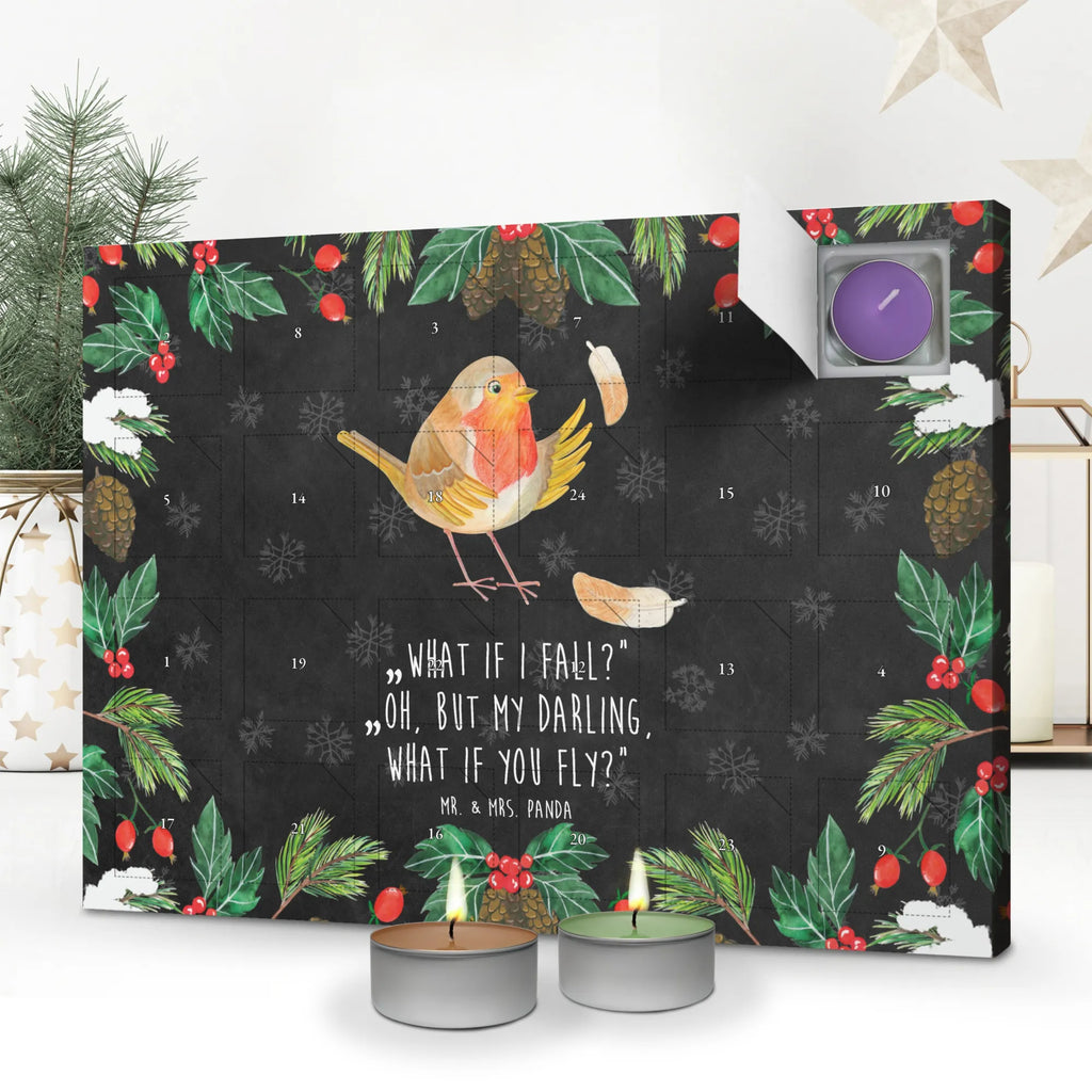 Scented candle advent calendar robin feathers card, gift ideas, gifts, animal lover, special gifts, cute animal motives, hand drawn, small animals, good mood, cute, funny sayings, slogan motivation, motivation slogans, bird, slogan courage, robin, motivation pictures, flying