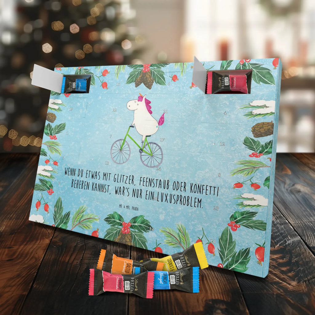 Chocolate advent calendar unicorn cyclist wheel, luxury problem, love affliction, confetti, fairy dust, cycling, cyclist gift, present, grief