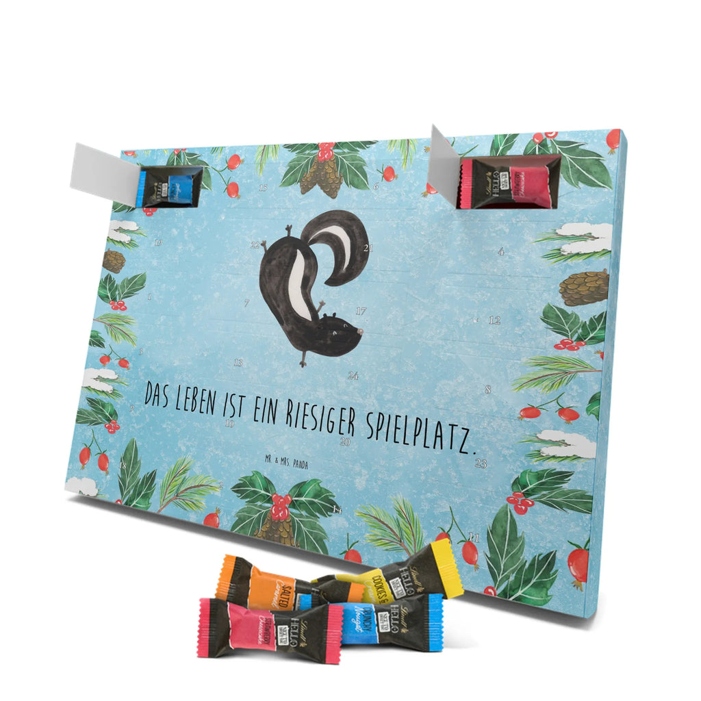 Chocolate advent calendar skunk handstand child, stink, playful, playground, wild animal, predator