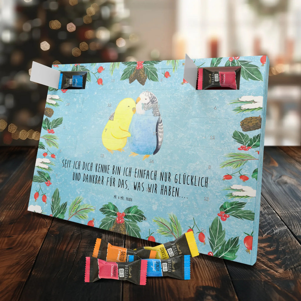 Chocolate advent calendar Parakeets in love Loving, Marriage, Proposal of marriage, anniversary gift, Together, Love gift, gift for her, gift for him, Two, trust, budgie, closeness, cuddling, birds