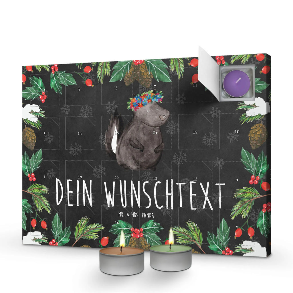Personalisierter Duftkerzen Adventskalender Stinktier Mädchen Personalisierter Duftkerzen Adventskalender, Skunk, Stinktier, Raubtier, Stinki, Stinker, Namaste, Wildtier, Yoga