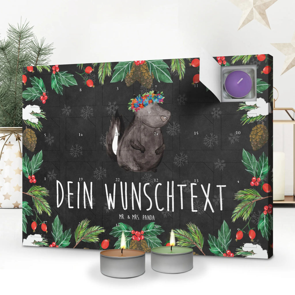 Personalisierter Duftkerzen Adventskalender Stinktier Mädchen Personalisierter Duftkerzen Adventskalender, Skunk, Stinktier, Raubtier, Stinki, Stinker, Namaste, Wildtier, Yoga