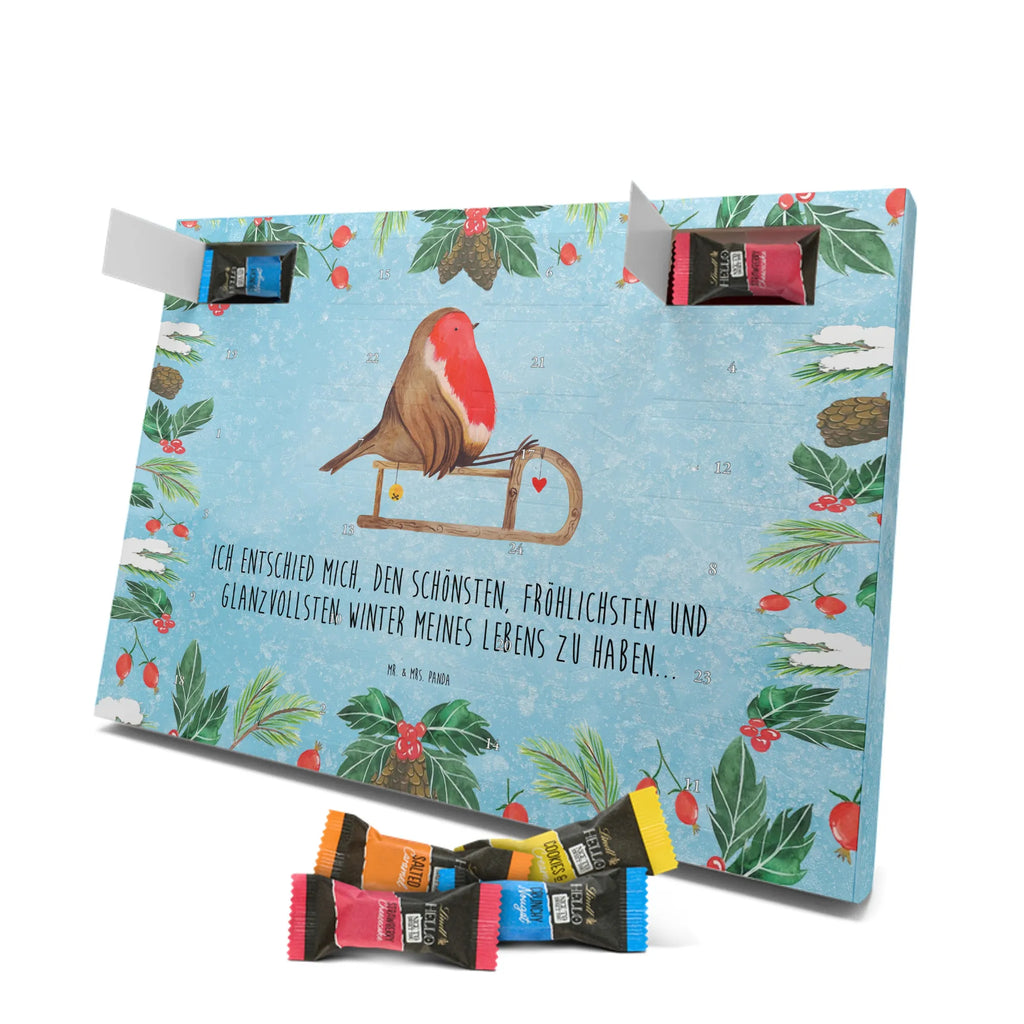 Chocolate advent calendar robin Sleds Christmas time, snow, bird, sleigh