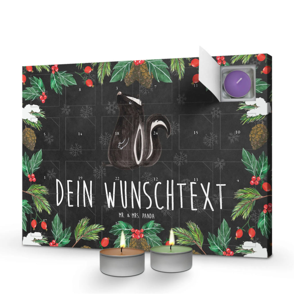 Personalisierter Duftkerzen Adventskalender Stinktier Sitzen Personalisierter Duftkerzen Adventskalender, Skunk, Stinktier, Wildtier, Büro, Raubtier, Spruch, Besserwisser, Recht, Stinker, Stinki