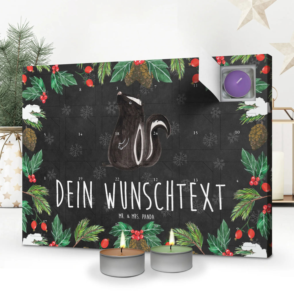 Personalisierter Duftkerzen Adventskalender Stinktier Sitzen Personalisierter Duftkerzen Adventskalender, Skunk, Stinktier, Wildtier, Büro, Raubtier, Spruch, Besserwisser, Recht, Stinker, Stinki