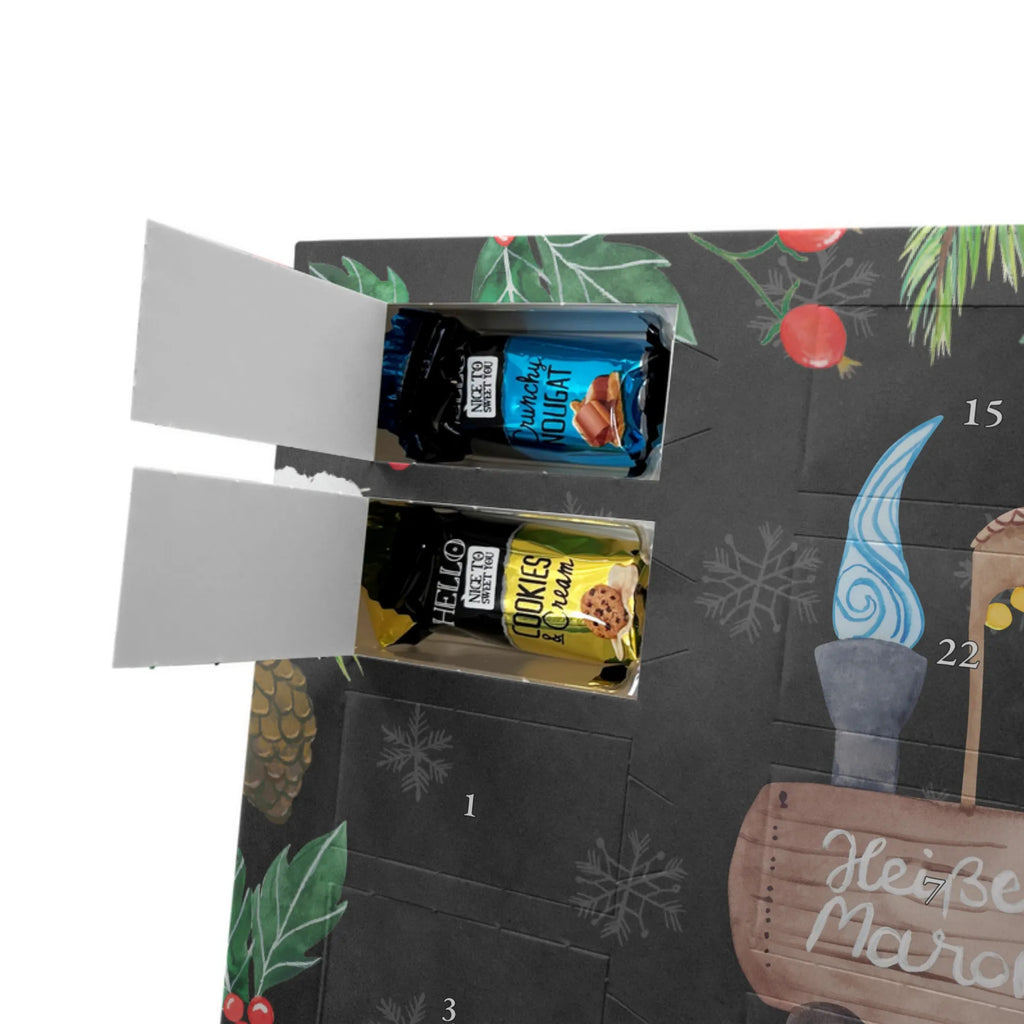 Chocolate advent calendar hedgehog Chestnuts Christmas time, snow