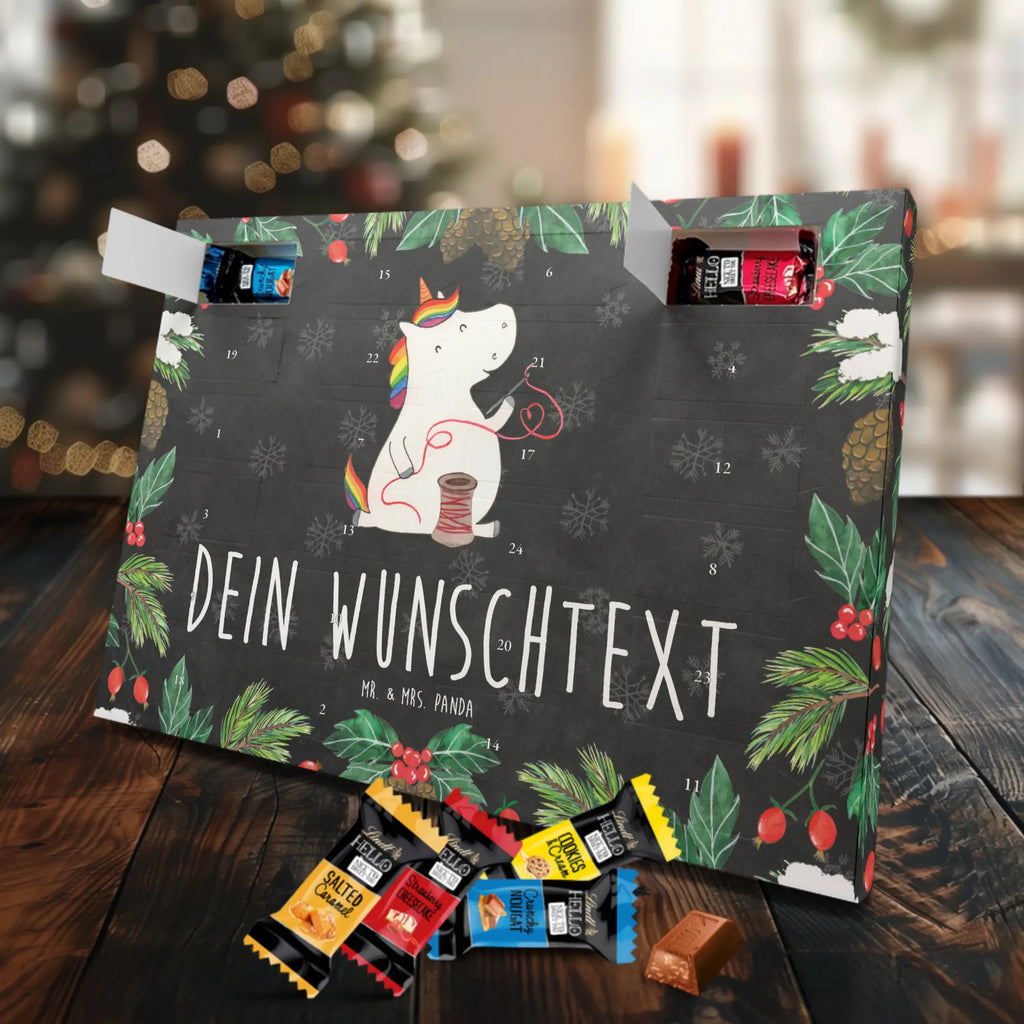 Personalisierter Schoko Adventskalender Einhorn Näherin Personalisierter Adventskalender, Adventskalender mit Namen, Einhörner, Unicorn, Einhorn Deko, Einhorn, Nähen, Nähzimmer, Mädchen, Basteln, Näherin, Häkeln, Stricken, Freundin