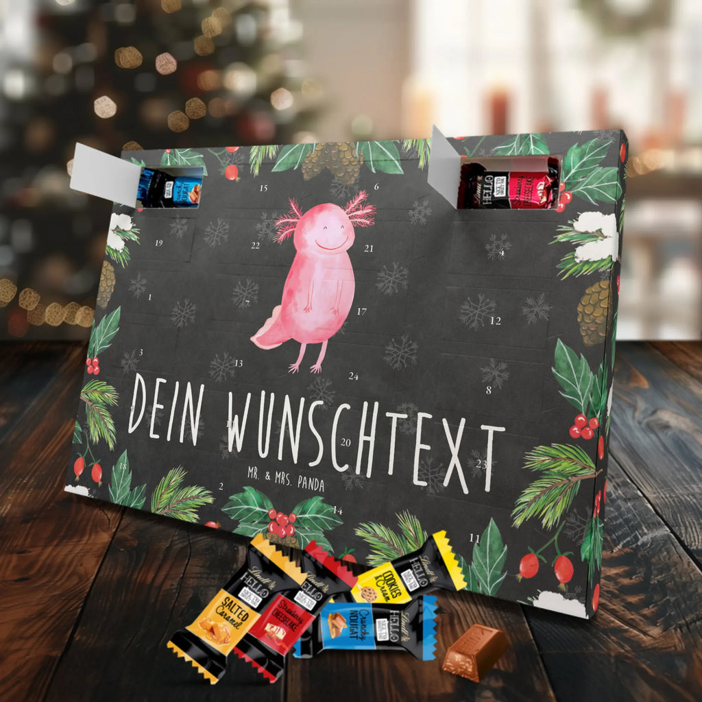 Personalisierter Schoko Adventskalender Axolotl Glücklich Personalisierter Adventskalender, Adventskalender mit Namen, Molch, Axolotl, Axolot, Lurch, Lurche, Schwanzlurch, Motivation, Gute Laune