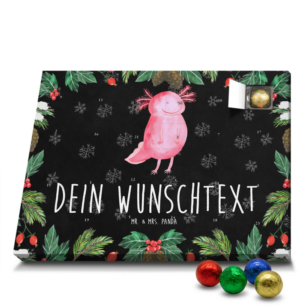 Personalisierter Schoko Adventskalender Axolotl Glücklich Personalisierter Adventskalender, Adventskalender mit Namen, Molch, Axolotl, Axolot, Lurch, Lurche, Schwanzlurch, Motivation, Gute Laune
