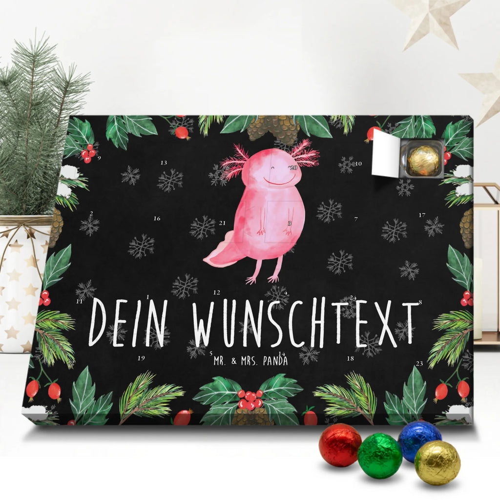 Personalisierter Schoko Adventskalender Axolotl Glücklich Personalisierter Adventskalender, Adventskalender mit Namen, Molch, Axolotl, Schwanzlurch, Motivation, Axolot, Gute Laune, Lurch, Lurche