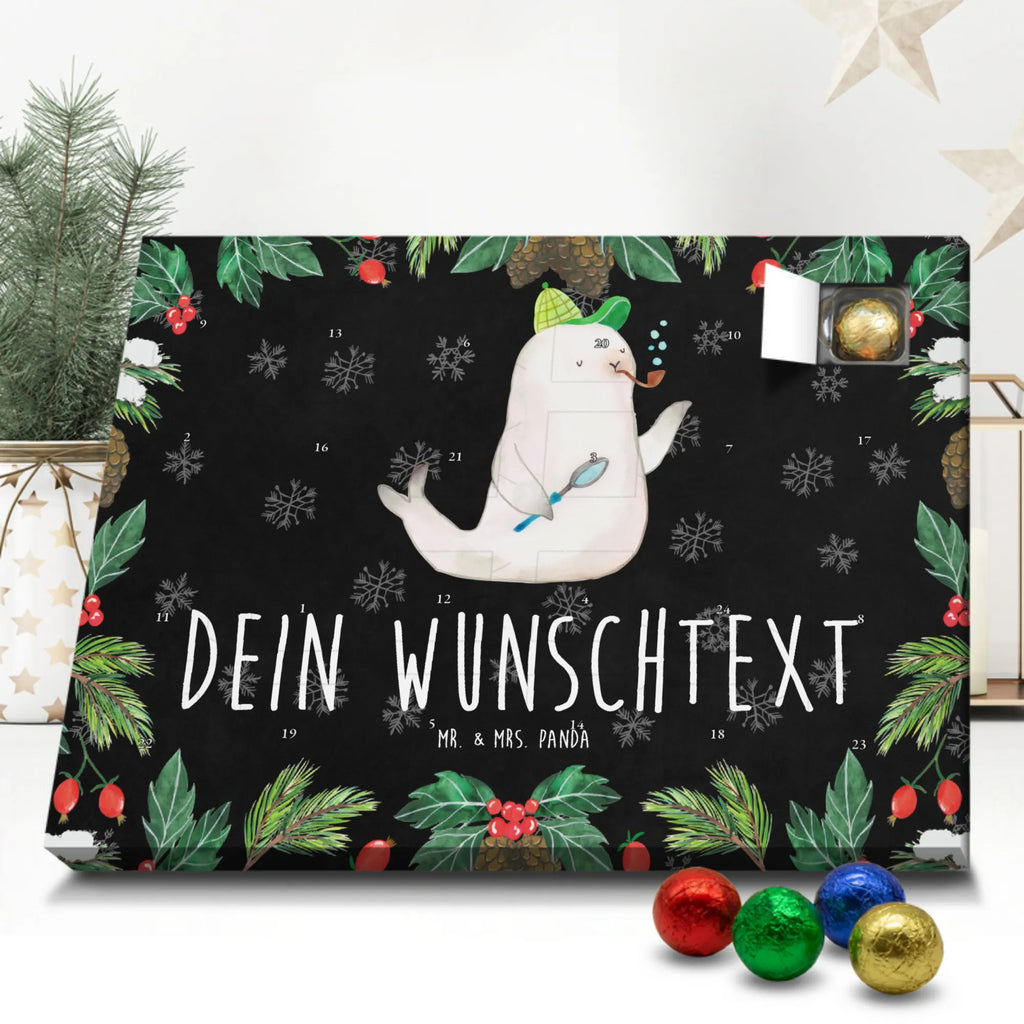 Adventskalender mit Namen Robbe Sherlock Personalisierter Adventskalender, Adventskalender mit Namen, Tiere, Tiermotive, Gute Laune, Lustige Sprüche