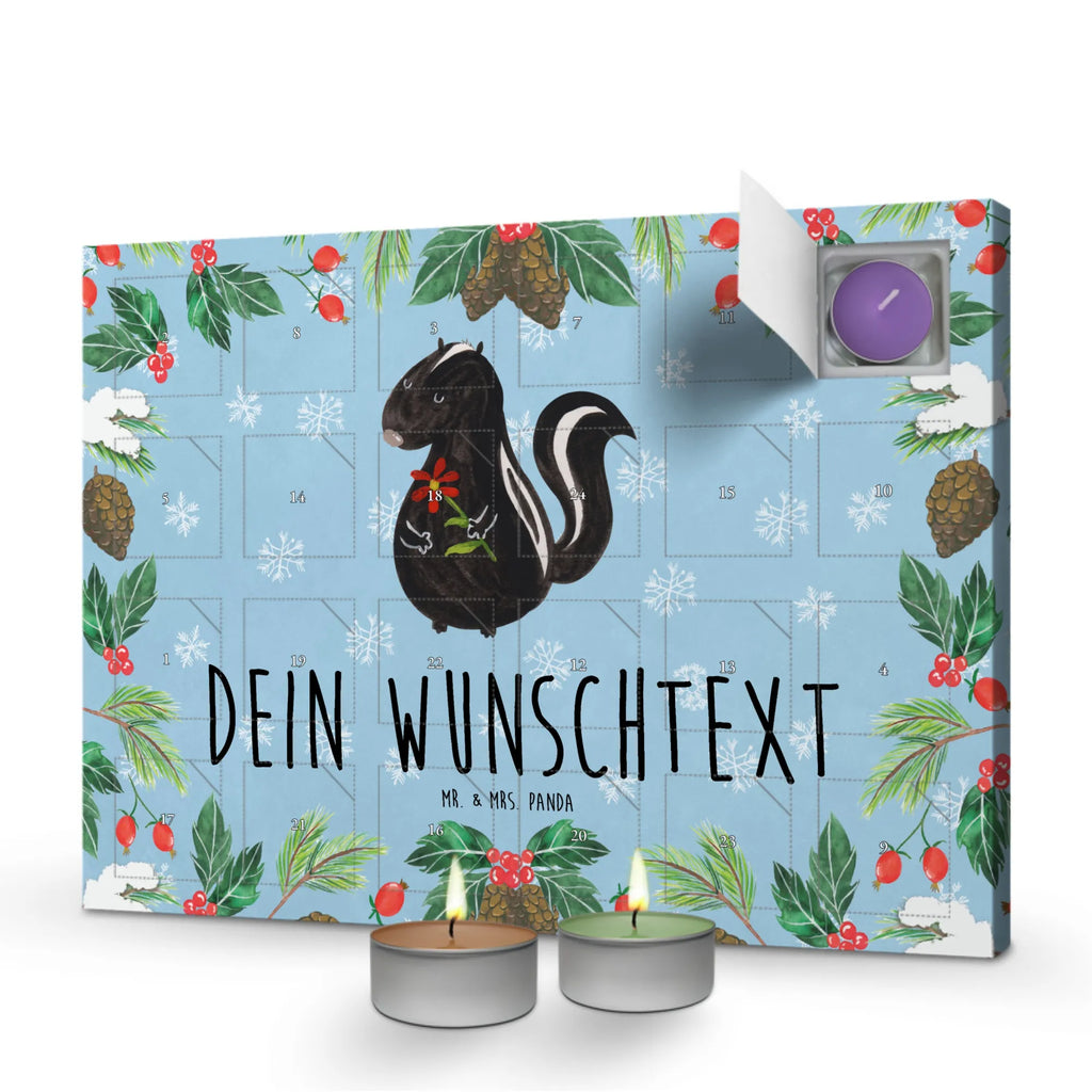 Personalisierter Duftkerzen Adventskalender Stinktier Blume Personalisierter Duftkerzen Adventskalender, Skunk, Stinktier, Verträumt, Raubtier, Tagträumer, Träume, Stinki, Wildtier, Dreams, Stinker