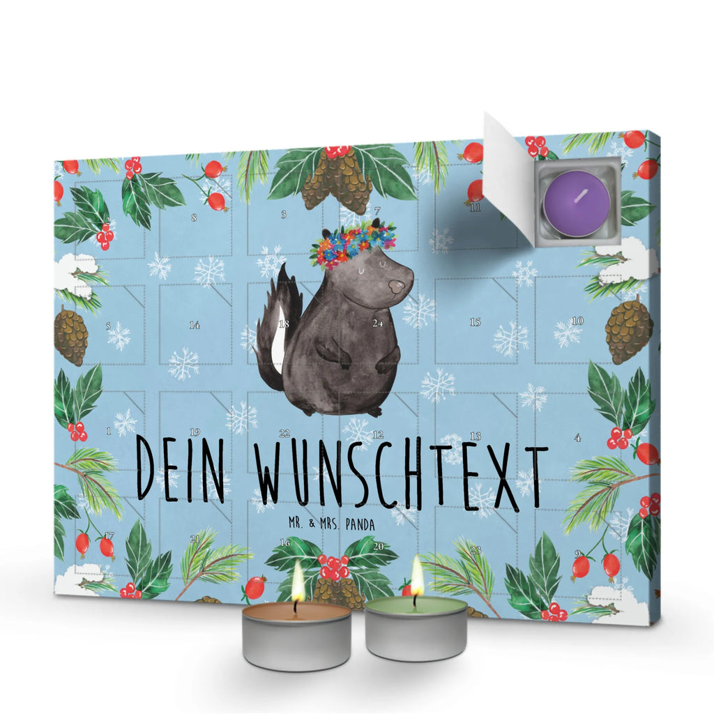 Personalisierter Duftkerzen Adventskalender Stinktier Mädchen Personalisierter Duftkerzen Adventskalender, Skunk, Stinktier, Raubtier, Stinki, Stinker, Namaste, Wildtier, Yoga