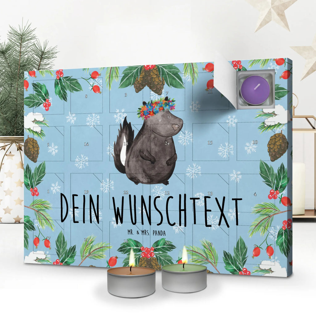 Personalisierter Duftkerzen Adventskalender Stinktier Mädchen Personalisierter Duftkerzen Adventskalender, Skunk, Stinktier, Raubtier, Stinki, Stinker, Namaste, Wildtier, Yoga