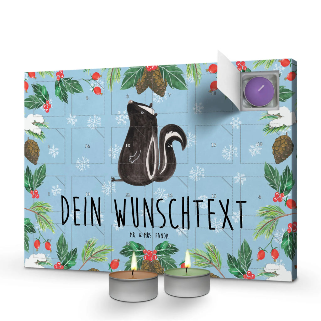 Personalisierter Duftkerzen Adventskalender Stinktier Sitzen Personalisierter Duftkerzen Adventskalender, Skunk, Stinktier, Wildtier, Büro, Raubtier, Spruch, Besserwisser, Recht, Stinker, Stinki