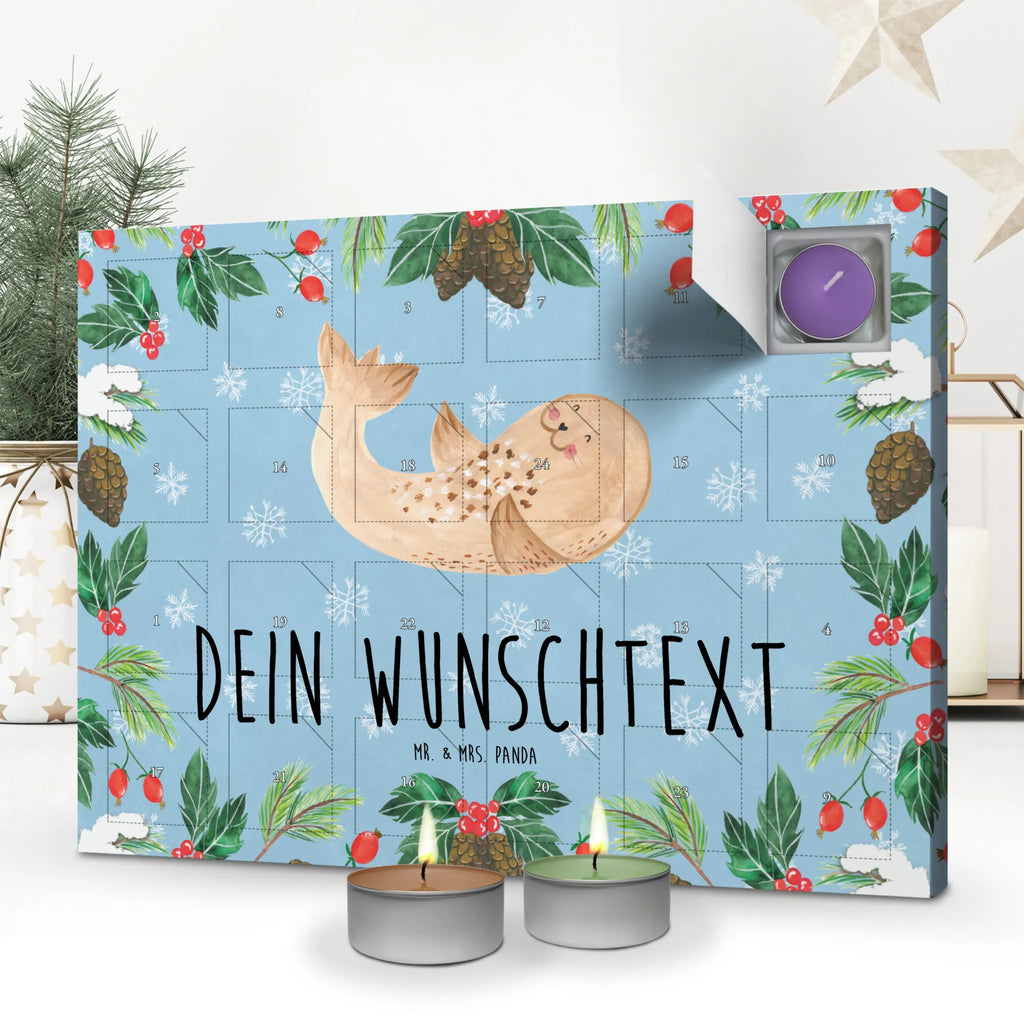 Personalisierter Duftkerzen Adventskalender Robbe Liegen Personalisierter Duftkerzen Adventskalender, Tiermotive, Tiere, Gute Laune, Lustige Sprüche, Seehund, Nordsee, Meerestier, Strand, Freude, Robbe, Robben, Lachen, Ostsee