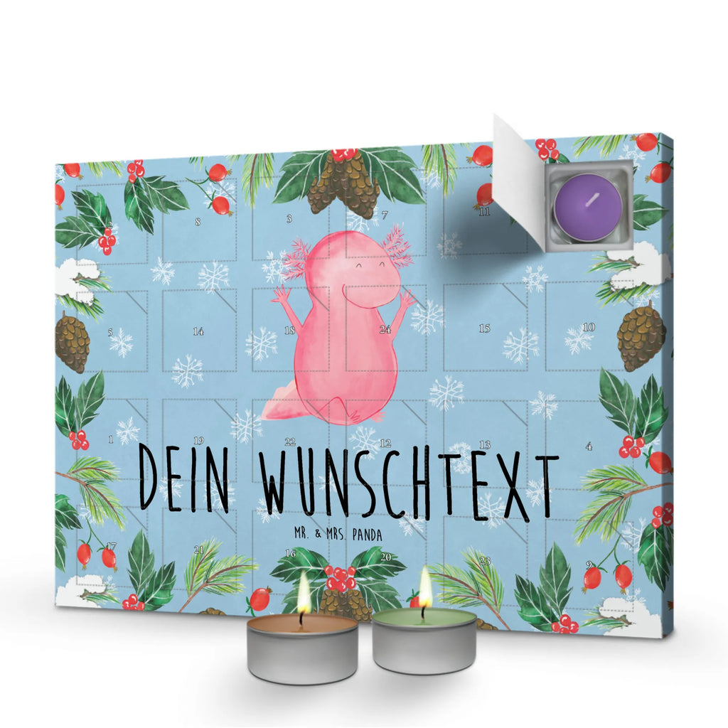 Personalisierter Duftkerzen Adventskalender Axolotl Hurra Personalisierter Duftkerzen Adventskalender, Axolotl, Molch, Fröhlich, Lurch, Lurche, Schwanzlurch, Axolot, Zufriedenheit, Freude, Spaß, Motivation