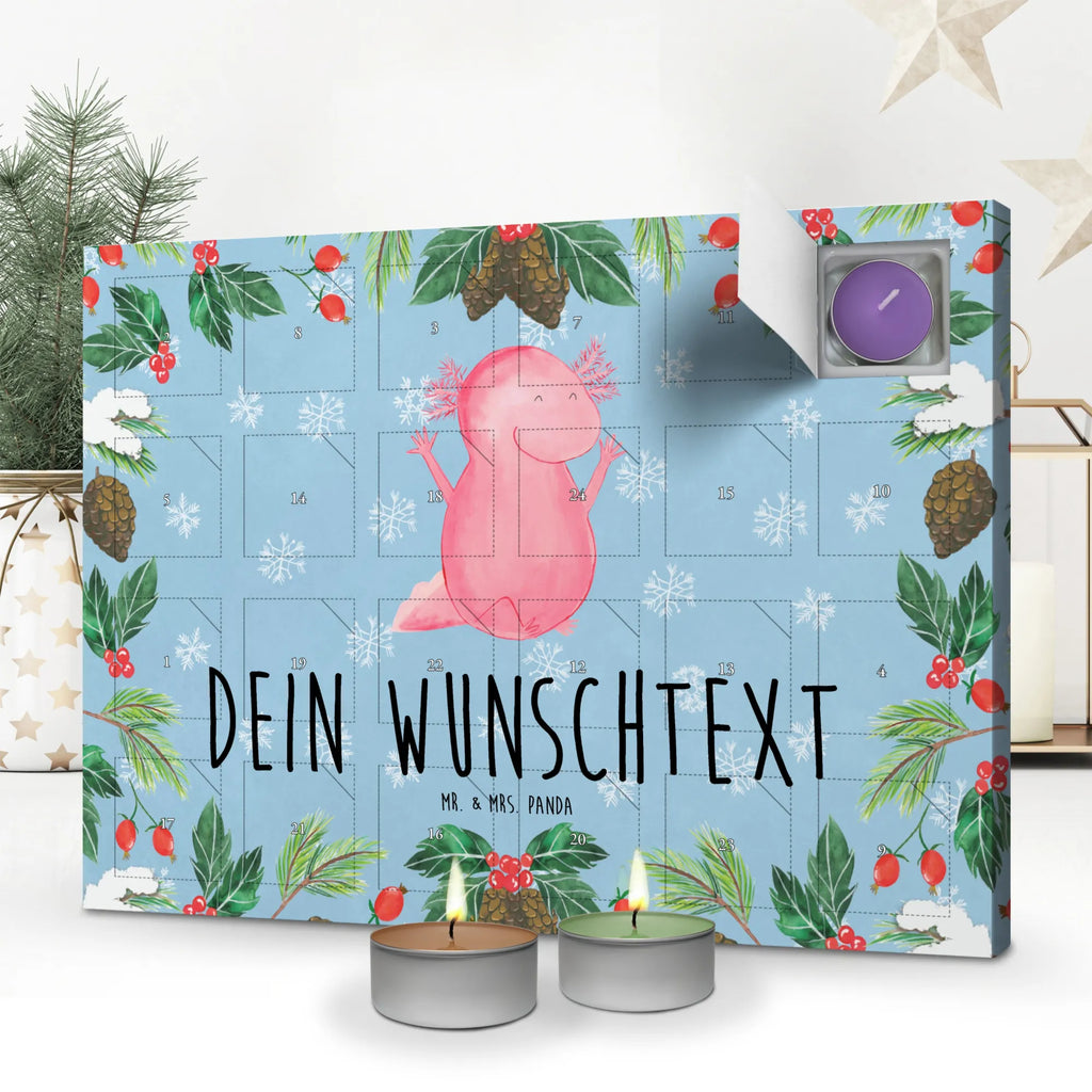 Personalisierter Duftkerzen Adventskalender Axolotl Hurra Personalisierter Duftkerzen Adventskalender, Axolotl, Molch, Fröhlich, Lurch, Lurche, Schwanzlurch, Axolot, Zufriedenheit, Freude, Spaß, Motivation