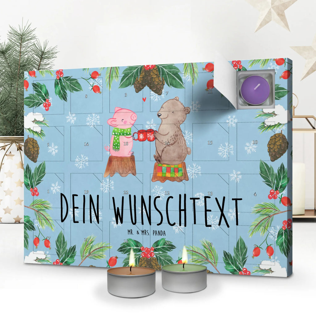 Personalisierter Duftkerzen Adventskalender Glühschwein Sause Personalisierter Duftkerzen Adventskalender, Nikolaus, Winter, Advent, Heiligabend, Wintermotiv, Weihnachten, Weihnachtsdeko, Schwein, Alles Gute, Prost, Bär, Weihnachtszeit