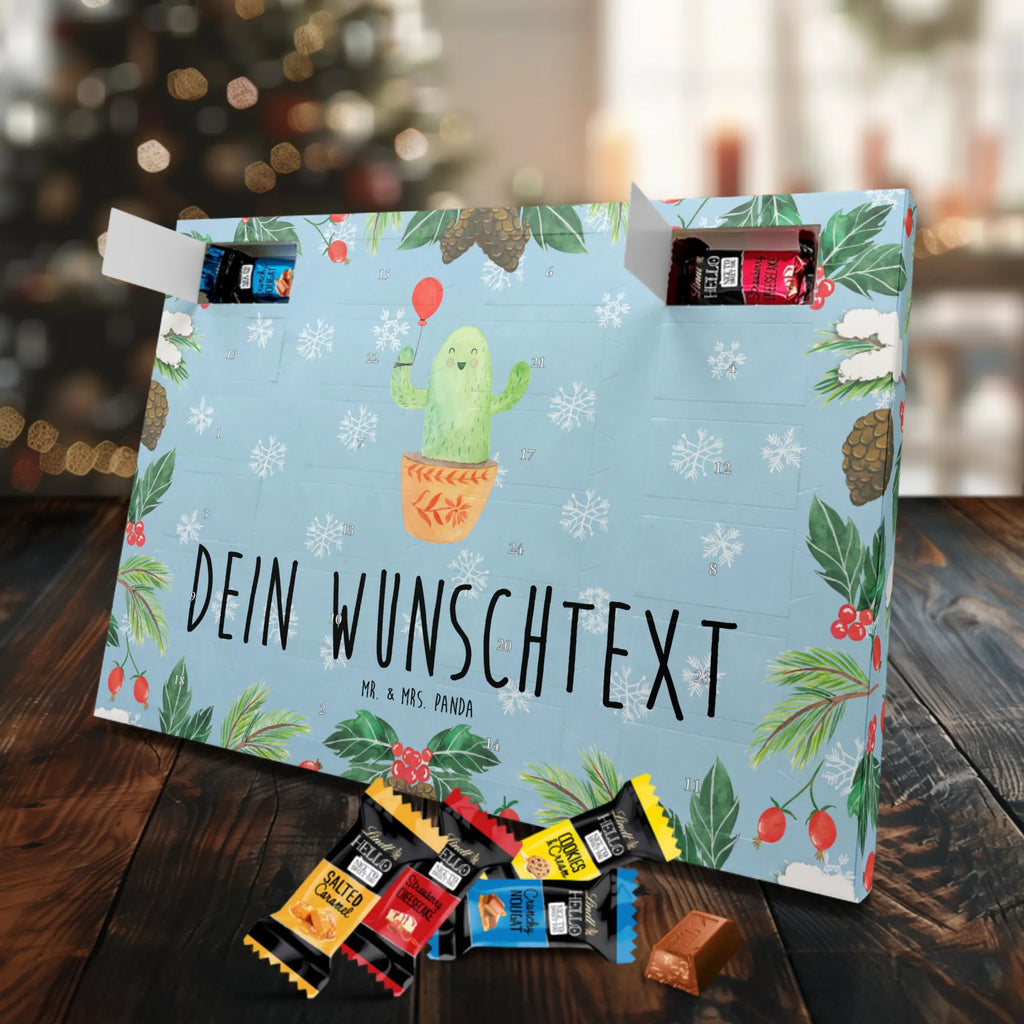 Personalisierter Schoko Adventskalender Kaktus Luftballon Personalisierter Adventskalender, Adventskalender mit Namen, Kakteen, Kaktus, Ausbildung, Freund, Stress, Freude, Prüfung, Freundin, Luftballon, Büroalltag, Büro, Neustart