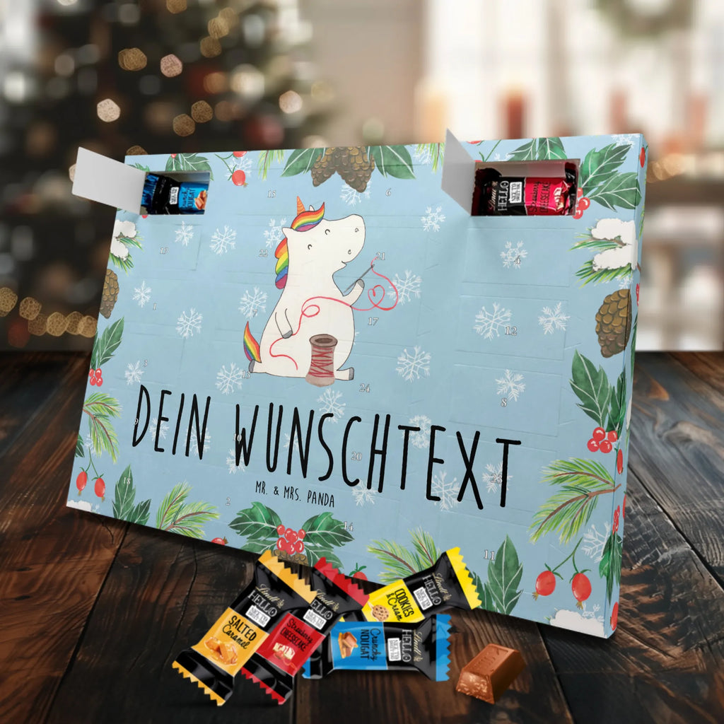 Personalisierter Schoko Adventskalender Einhorn Näherin Personalisierter Adventskalender, Adventskalender mit Namen, Einhörner, Unicorn, Einhorn Deko, Einhorn, Nähen, Nähzimmer, Mädchen, Basteln, Näherin, Häkeln, Stricken, Freundin