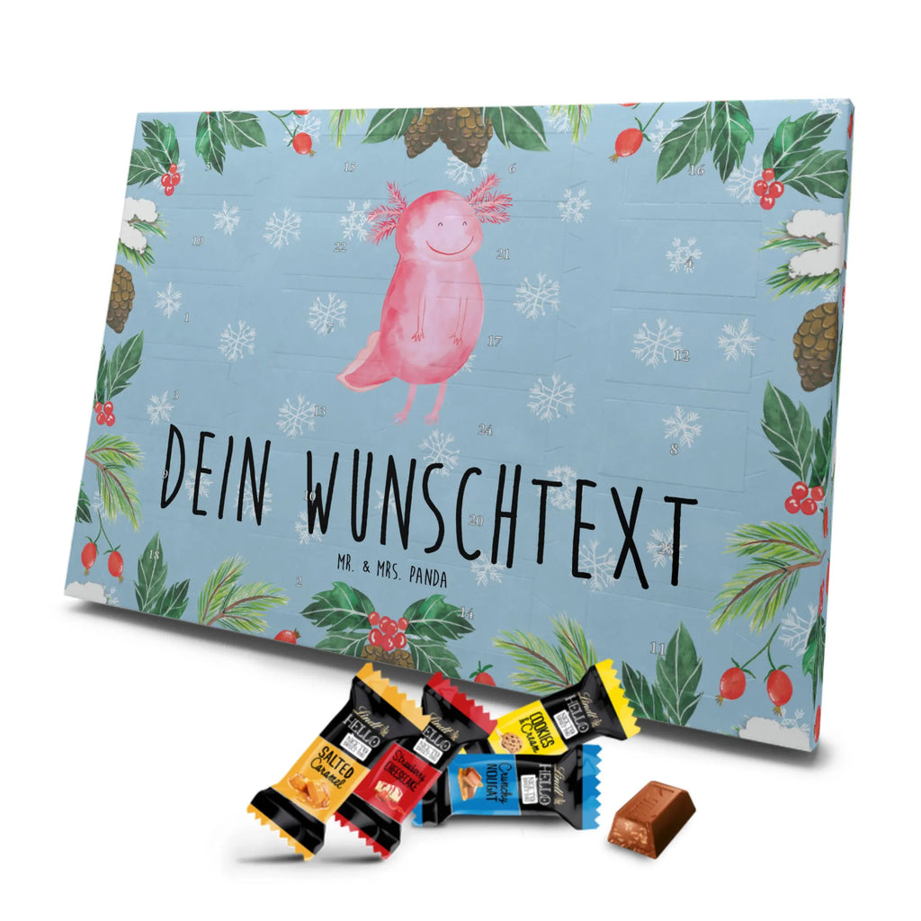 Personalisierter Schoko Adventskalender Axolotl Glücklich Personalisierter Adventskalender, Adventskalender mit Namen, Molch, Axolotl, Axolot, Lurch, Lurche, Schwanzlurch, Motivation, Gute Laune