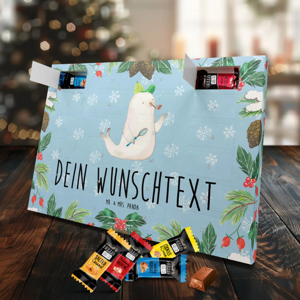 Adventskalender mit Namen Robbe Sherlock Personalisierter Adventskalender, Adventskalender mit Namen, Tiere, Tiermotive, Gute Laune, Lustige Sprüche