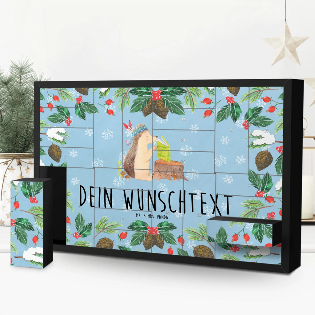 Personalisierter Befüllbarer Adventskalender Igel Federschmuck Adventskalender Zum Selbst Befüllen, Befüllbarer Adventskalender, Waldtiere, Tiere, Indianer, Abenteuer, Igel, Lagerfeuer, Camping
