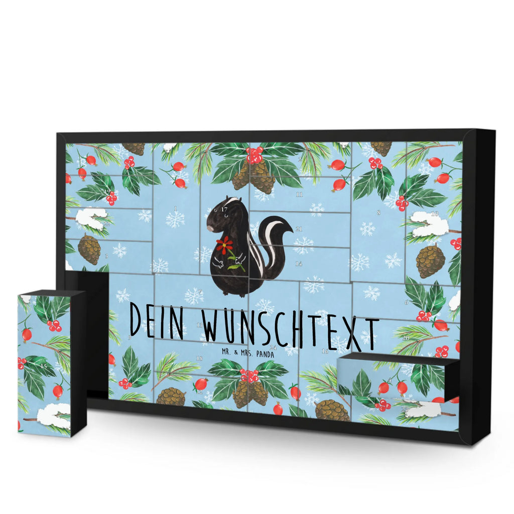 Personalisierter Befüllbarer Adventskalender Stinktier Blume Adventskalender Zum Selbst Befüllen, Befüllbarer Adventskalender, Stinktier, Skunk, Verträumt, Träume, Dreams, Stinker, Raubtier, Wildtier, Tagträumer, Stinki