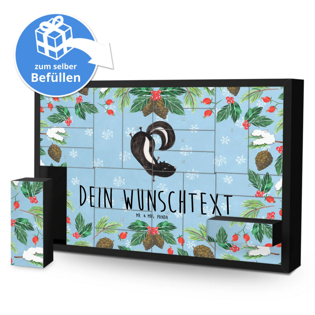 Personalisierter Befüllbarer Adventskalender Stinktier Handstand Befüllbarer Adventskalender, Adventskalender Zum Selbst Befüllen, Skunk, Stinktier, Stinker, Raubtier, Wildtier, Verpielt, Stinki, Kind, Spielplatz