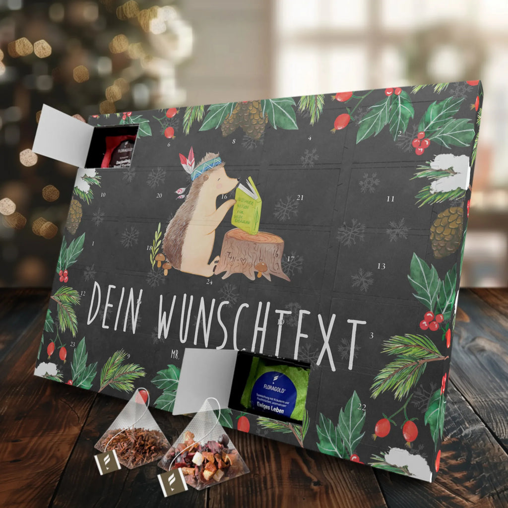 Personalisierter Tee Adventskalender Igel Federschmuck Personalisierter Tee Adventskalender, Waldtiere, Tiere, Indianer, Abenteuer, Camping, Lagerfeuer, Igel