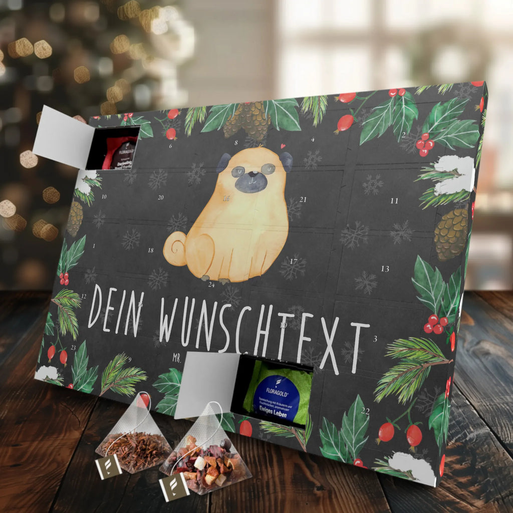 Personalisierter Tee Adventskalender Mops Personalisierter Tee Adventskalender, Hunderasse, Tierliebhaber, Hundemotiv, Haustier, Hundebesitzer, Hund, Sprüche, Mops, Liebe, Hundeliebe