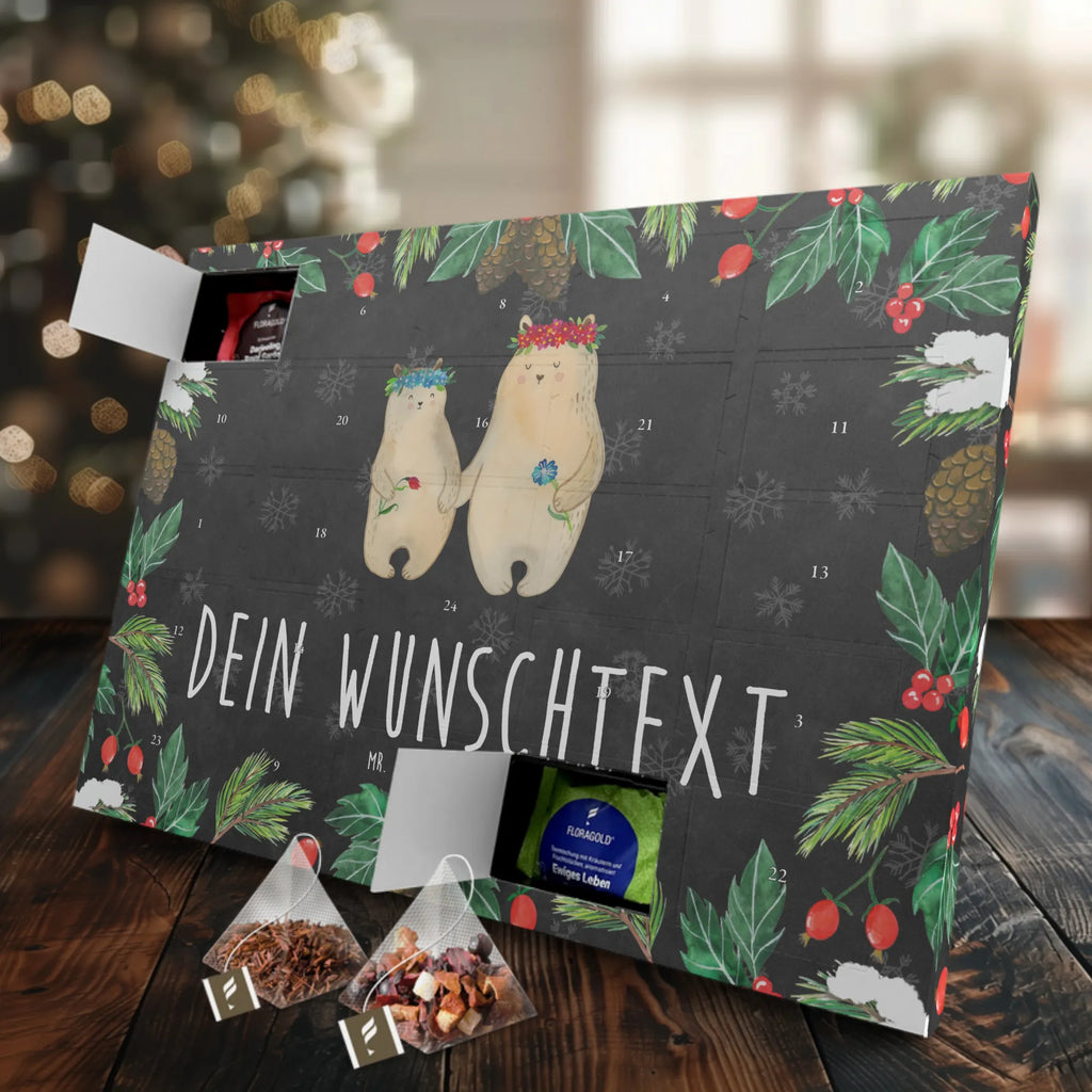 Personalisierter Tee Adventskalender Bären mit Blumenkranz Personalisierter Tee Adventskalender, Mama, Oma, Opa, Schwester, Papa, Bruder, Muttertag, Vatertag, Familie, Lieblingsmensch, Töchter, Geschenk Mama. Muttertag, Lieblingsmama, Mami, Bären, Beste Mutter, Mutter, Mutti, Bär, Vorbild, Tochter, Kinder, Kind, Family, Weltbeste Mama