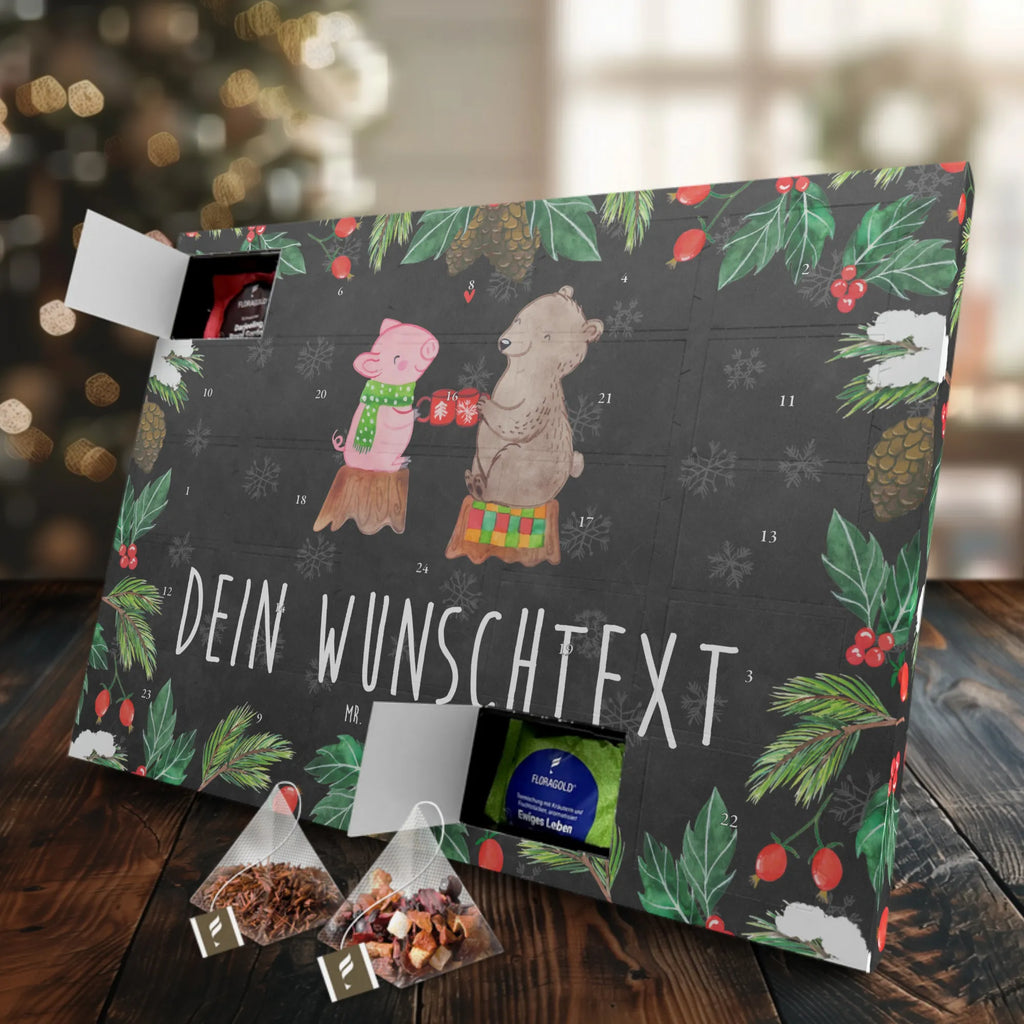 Personalisierter Tee Adventskalender Glühschwein Sause Personalisierter Tee Adventskalender, Advent, Winter, Heiligabend, Wintermotiv, Nikolaus, Weihnachten, Weihnachtsdeko, Bär, Prost, Schwein, Weihnachtszeit, Alles Gute