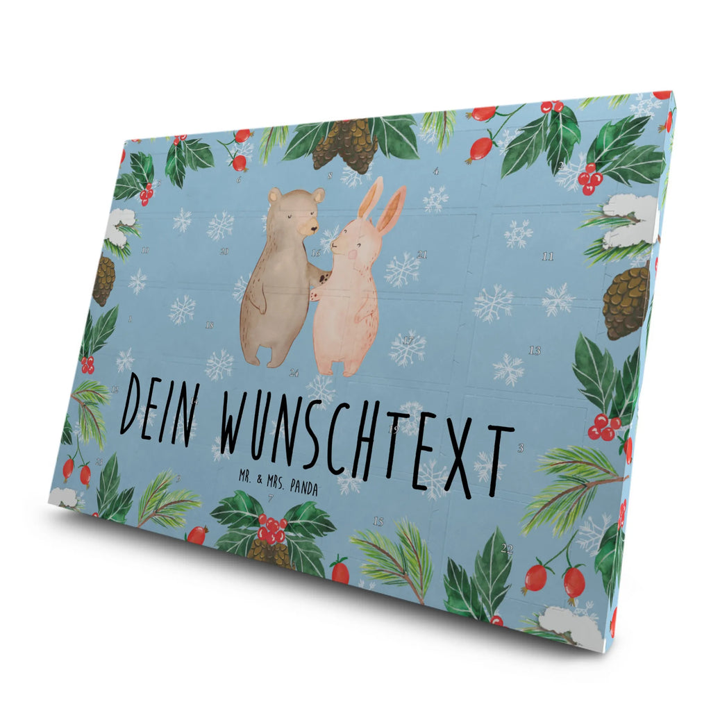 Personalisierter Tee Adventskalender Bär und Hase Umarmen Personalisierter Tee Adventskalender, Freundin, Jahrestag, Verlobung, Liebesgeschenk, Ehefrau, Heiratsantrag, Heiraten, Hocheitstag, Freund, Ehemann, Partner, Liebe, Best Friends, Freunde, Bester Freund, Bär, Bärchen, Hase