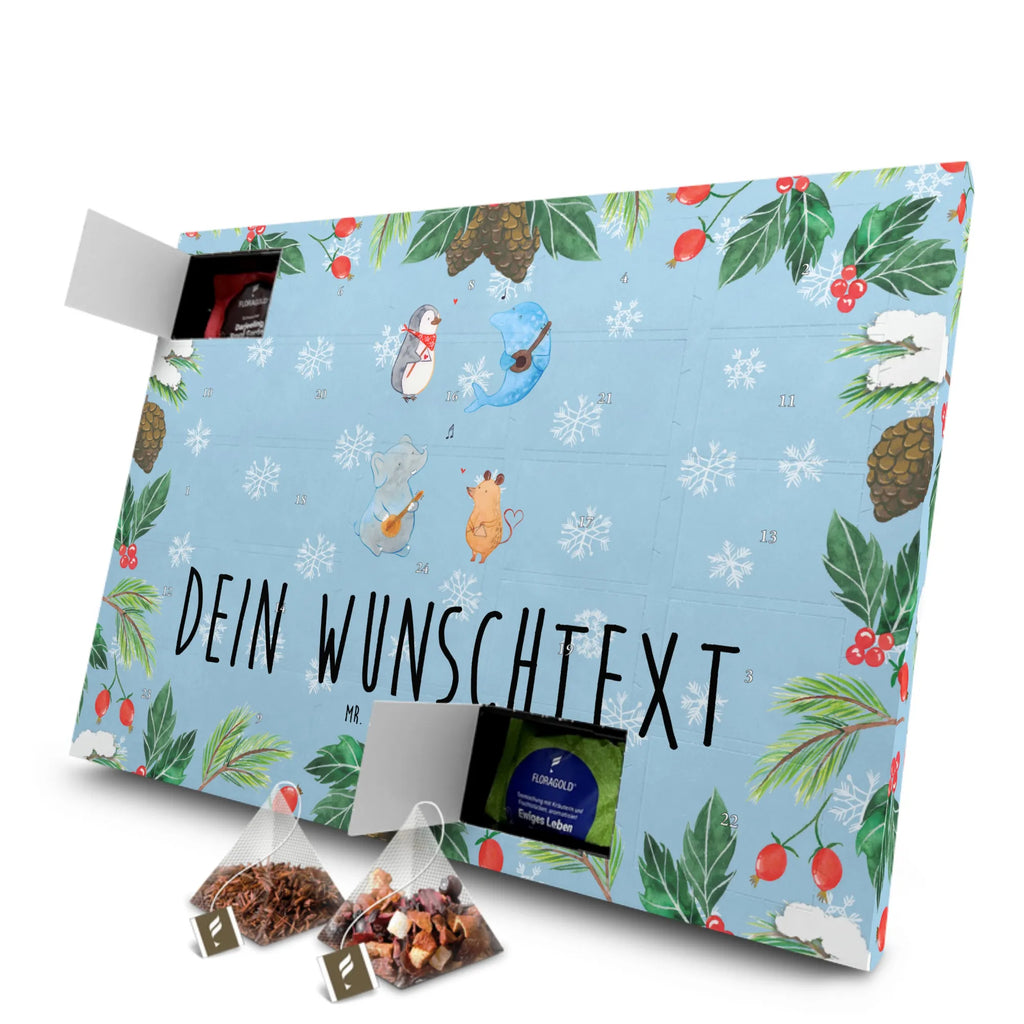 Personalisierter Tee Adventskalender Big Band Personalisierter Tee Adventskalender, Tiermotive, Tiere, Gute Laune, Lustige Sprüche, Delfin, Musik, Musikanten, Band, Triangel, Pinguin, Elefant, Maus, Gitarre, Hund