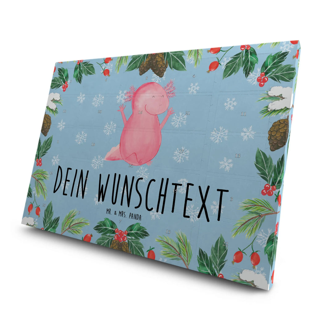 Personalisierter Tee Adventskalender Axolotl Hurra Personalisierter Tee Adventskalender, Axolotl, Molch, Fröhlich, Freude, Spaß, Axolot, Motivation, Zufriedenheit, Lurch, Lurche, Schwanzlurch