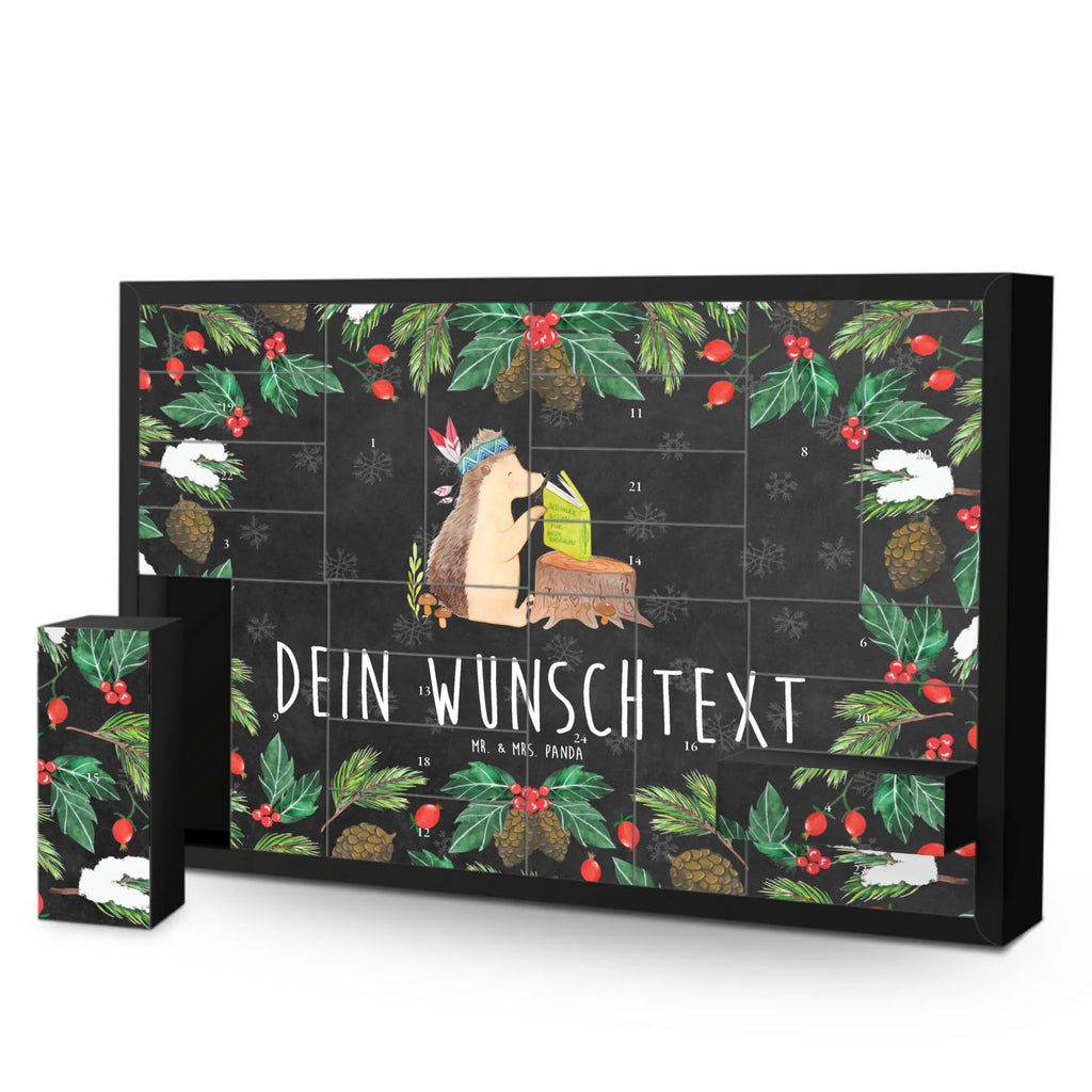 Personalisierter Befüllbarer Adventskalender Igel Federschmuck Adventskalender Zum Selbst Befüllen, Befüllbarer Adventskalender, Waldtiere, Tiere, Indianer, Abenteuer, Igel, Lagerfeuer, Camping