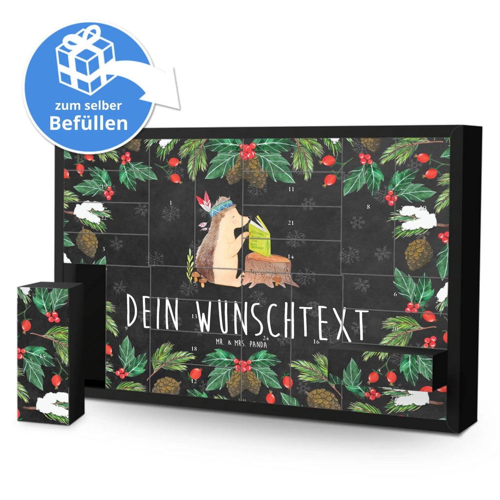 Personalisierter Befüllbarer Adventskalender Igel Federschmuck Adventskalender Zum Selbst Befüllen, Befüllbarer Adventskalender, Waldtiere, Tiere, Indianer, Abenteuer, Igel, Lagerfeuer, Camping
