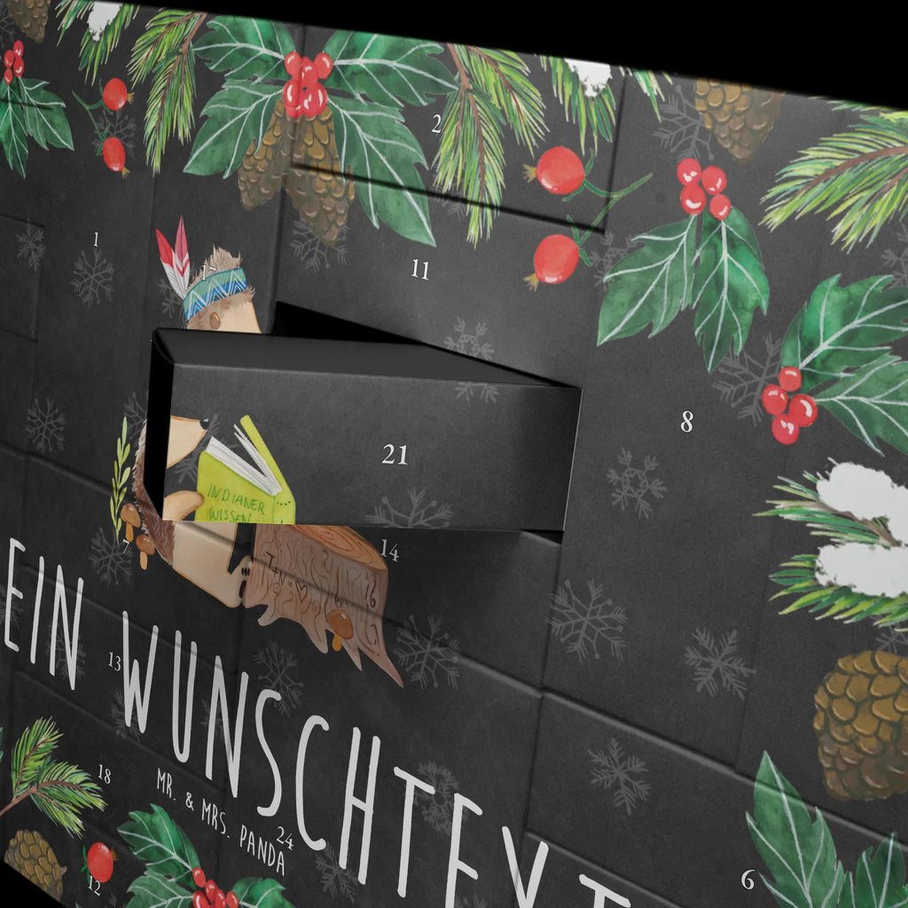 Personalisierter Befüllbarer Adventskalender Igel Federschmuck Adventskalender Zum Selbst Befüllen, Befüllbarer Adventskalender, Waldtiere, Tiere, Indianer, Abenteuer, Igel, Lagerfeuer, Camping