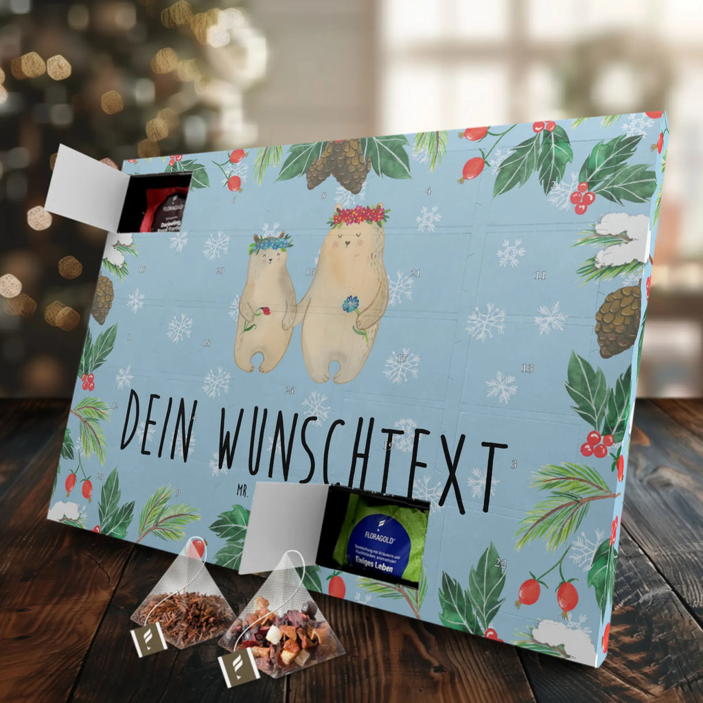 Personalisierter Tee Adventskalender Bären mit Blumenkranz Personalisierter Tee Adventskalender, Mama, Oma, Opa, Schwester, Papa, Bruder, Muttertag, Vatertag, Familie, Lieblingsmensch, Töchter, Geschenk Mama. Muttertag, Lieblingsmama, Mami, Bären, Beste Mutter, Mutter, Mutti, Bär, Vorbild, Tochter, Kinder, Kind, Family, Weltbeste Mama
