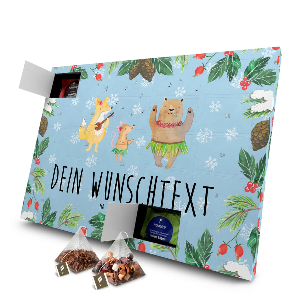 Personalisierter Tee Adventskalender Waldtiere Aloha Personalisierter Tee Adventskalender, Tiere, Tiermotive, Gute Laune, Lustige Sprüche, Musik, Hase, Tanzen, Waldtiere, Wald, Igel, Aloha, Leben, Bär, Lachen